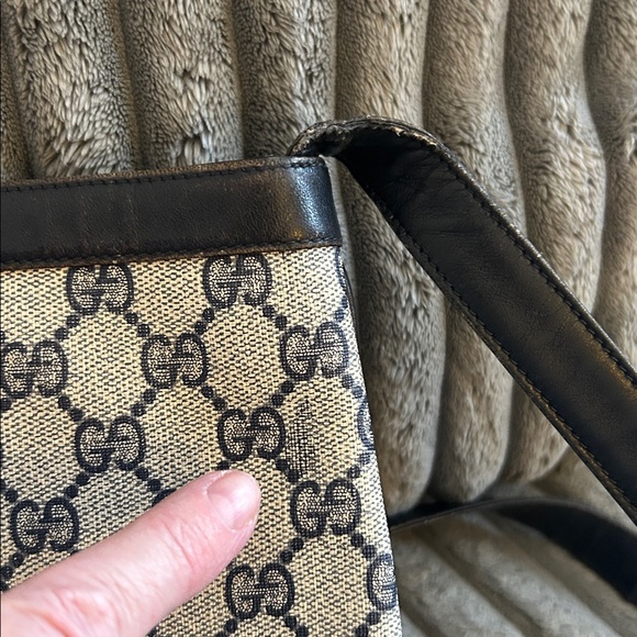 Gucci GG Britt Blondie Bag Shoulder Purse Coated Canvas Italian Navy Leather - Picture 14 of 17